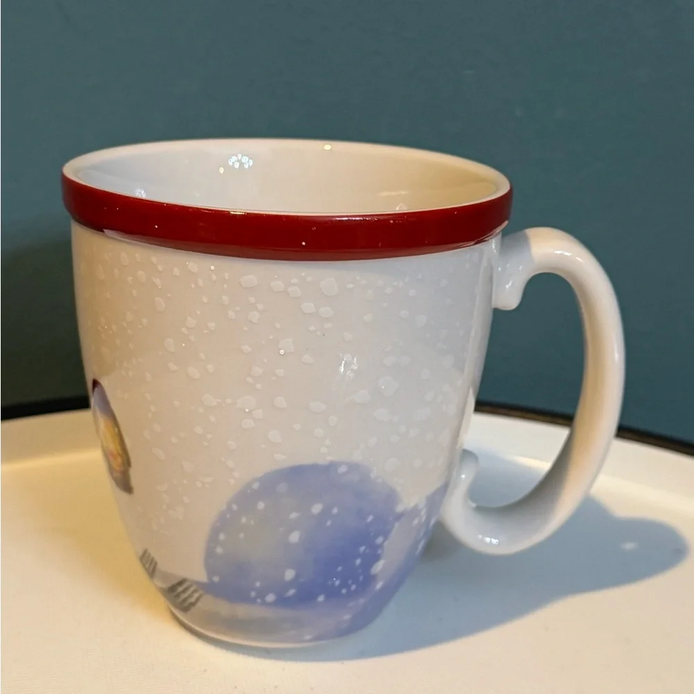 Pair of Williams Sonoma Nordic Elf Festive Snowman and Gnome Stoneware Mugs